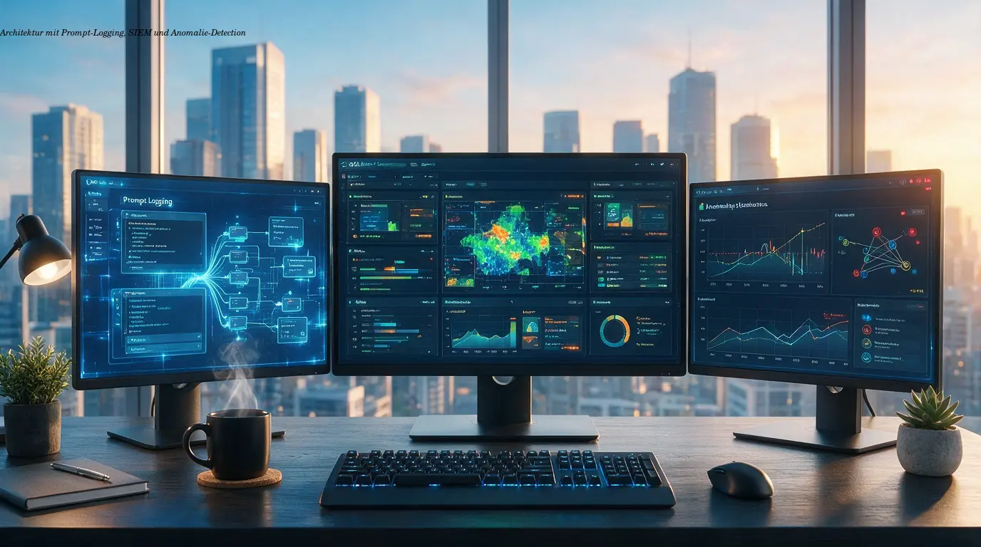 Architektur mit Prompt-Logging, SIEM und Anomalie-Detection