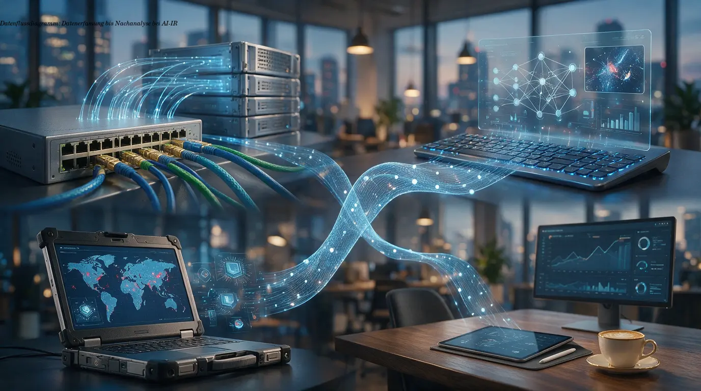 Datenflussdiagramm: Datenerfassung bis Nachanalyse bei AI-IR