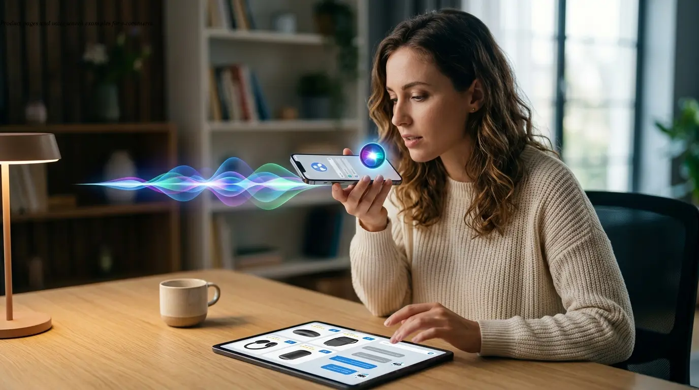 Product pages and voice search examples for e-commerce