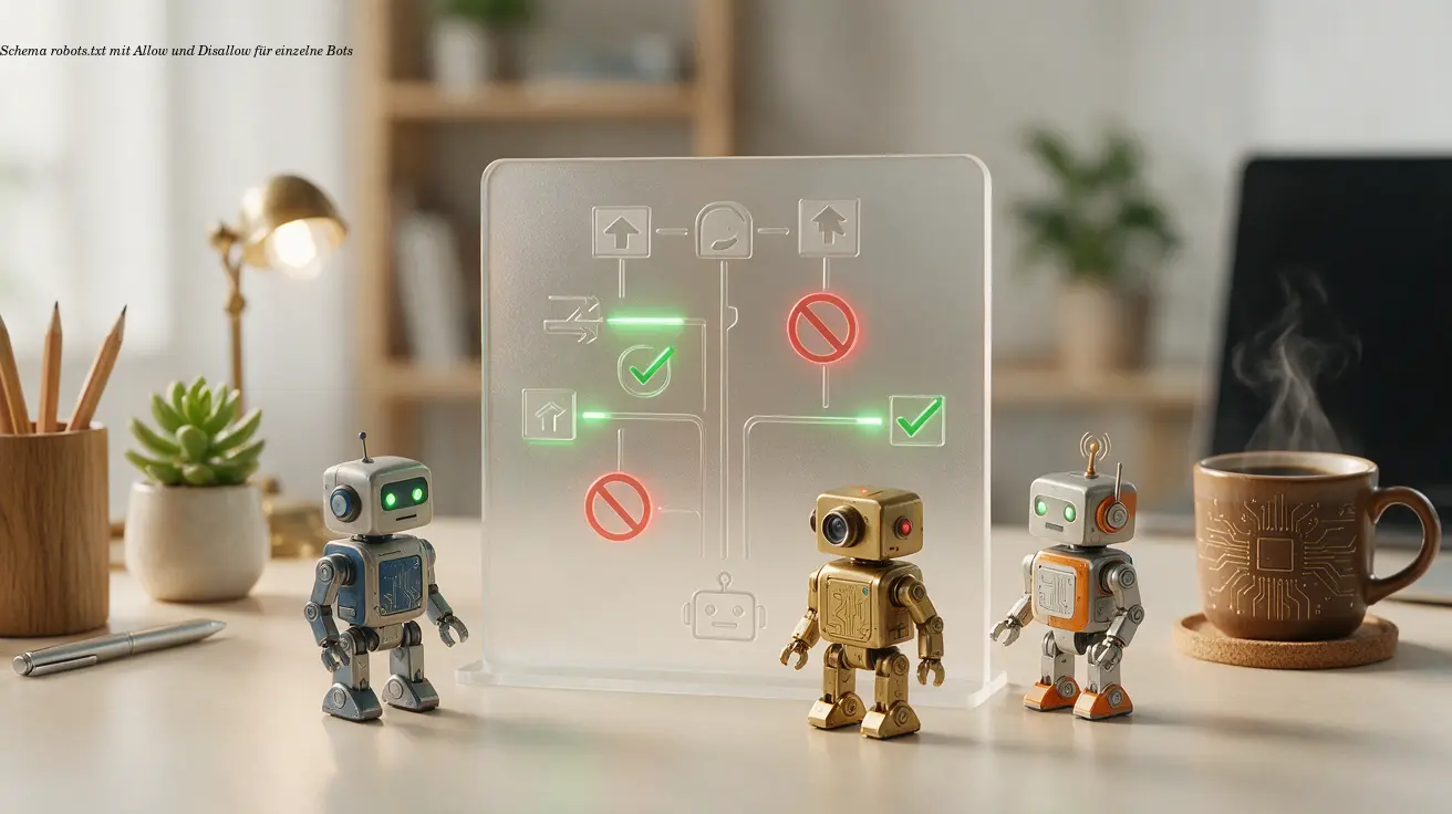 Schema robots.txt mit Allow und Disallow für einzelne Bots