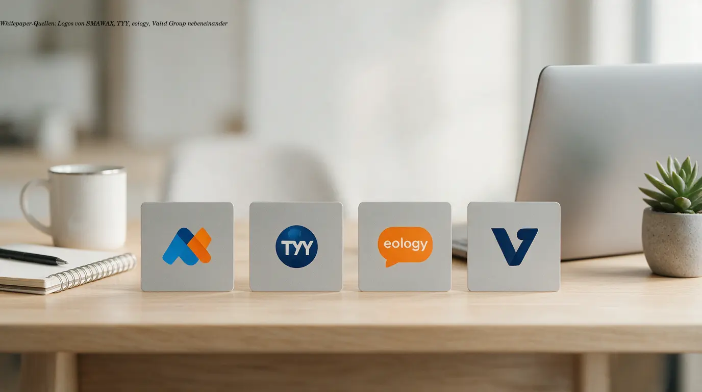 Whitepaper-Quellen: Logos von SMAWAX, TYY, eology, Valid Group nebeneinander